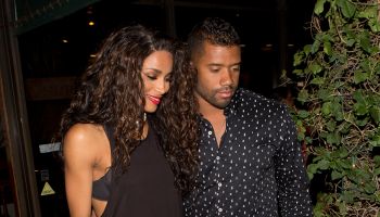 Kelly Rowland and her husband Tim Witherspoon joined Ciara and her football player boyfriend Russell Wilson and Basketball player Carmelo Anthony and Lala Vasquez for dinner at 'Madeo' Italian Restaurant