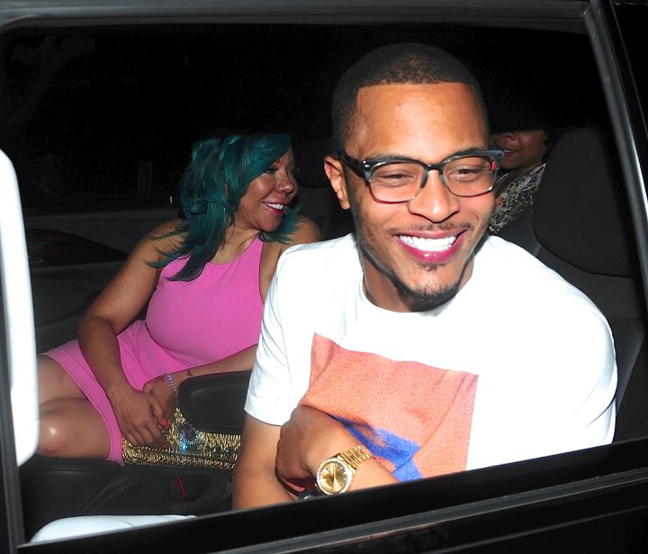 “Ant-Man” star T.I. and his wife Tiny stopped for a bite to eat in Beverly Hills, but stopped to crack some smiles for the paparazzi.