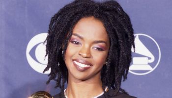 Singer Lauryn Hill poses with her five Grammy awar