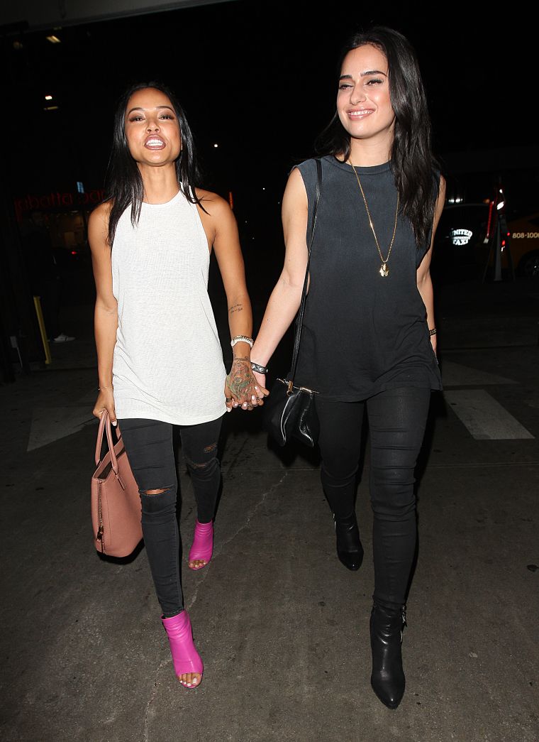 Karrueche Tran leaves Warwick Nightclub after a fun night.