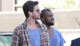 Kanye West and Scott Disick bond in matching shirts as they go shopping in Beverly Hills