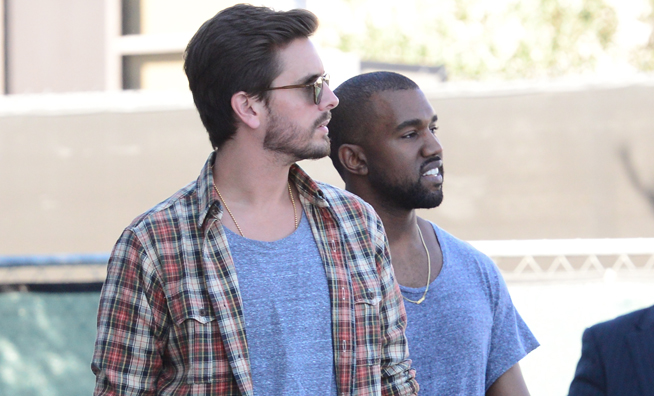 Kanye West and Scott Disick bond in matching shirts as they go shopping in Beverly Hills