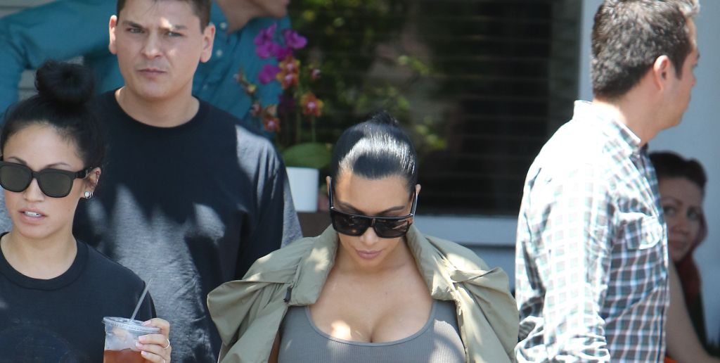 Kim Kardashian out for lunch showing her baby belly in LA