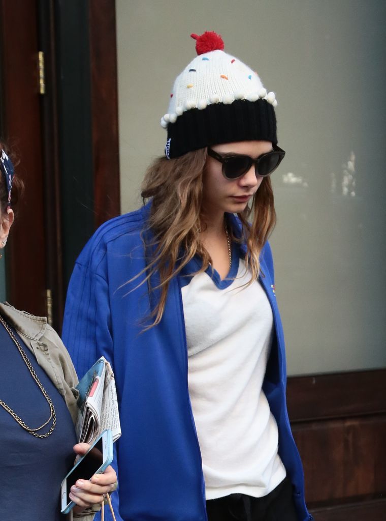 A casual Cara Delevingne left her hotel in Tribeca, New York City.