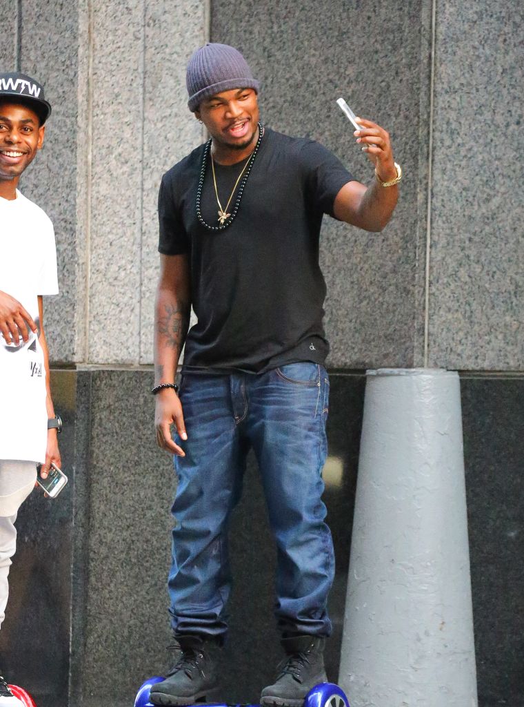 Ne-Yo was spotted trying his new self-balancing scooter while out and about in New York.