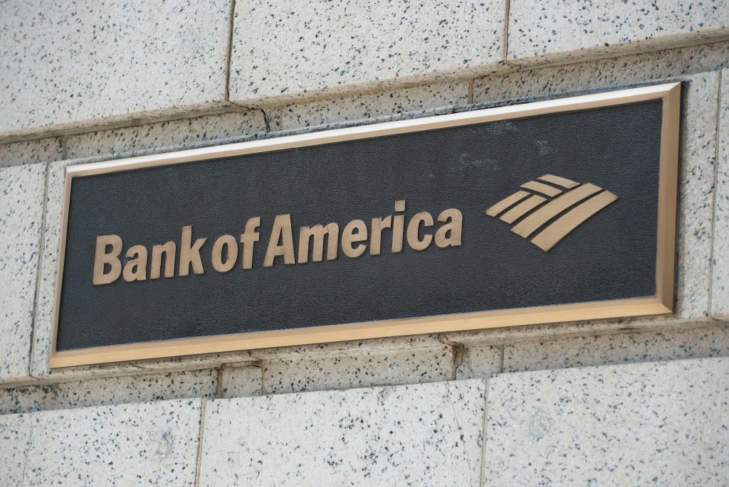 A Bank of America logo is seen outside a