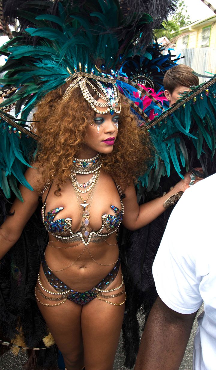 RiRi shows off her magnificent body at the 2015 Kadooment Day parade.