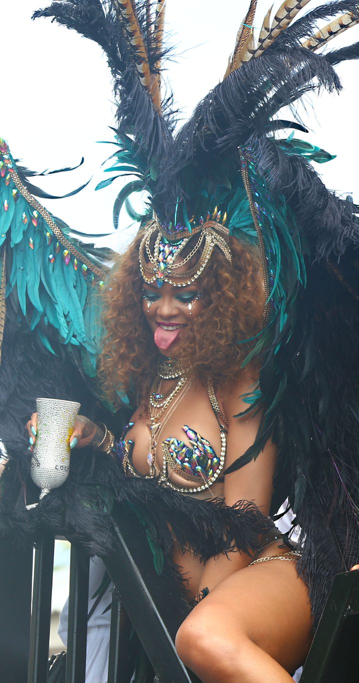 RiRi turns up on her Kadooment Day parade float.