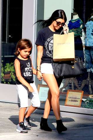 Kourtney Kardashian shops with Mason at TricoField in Beverly Hills