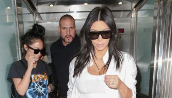 pregnant Kim Kardashian at LAX