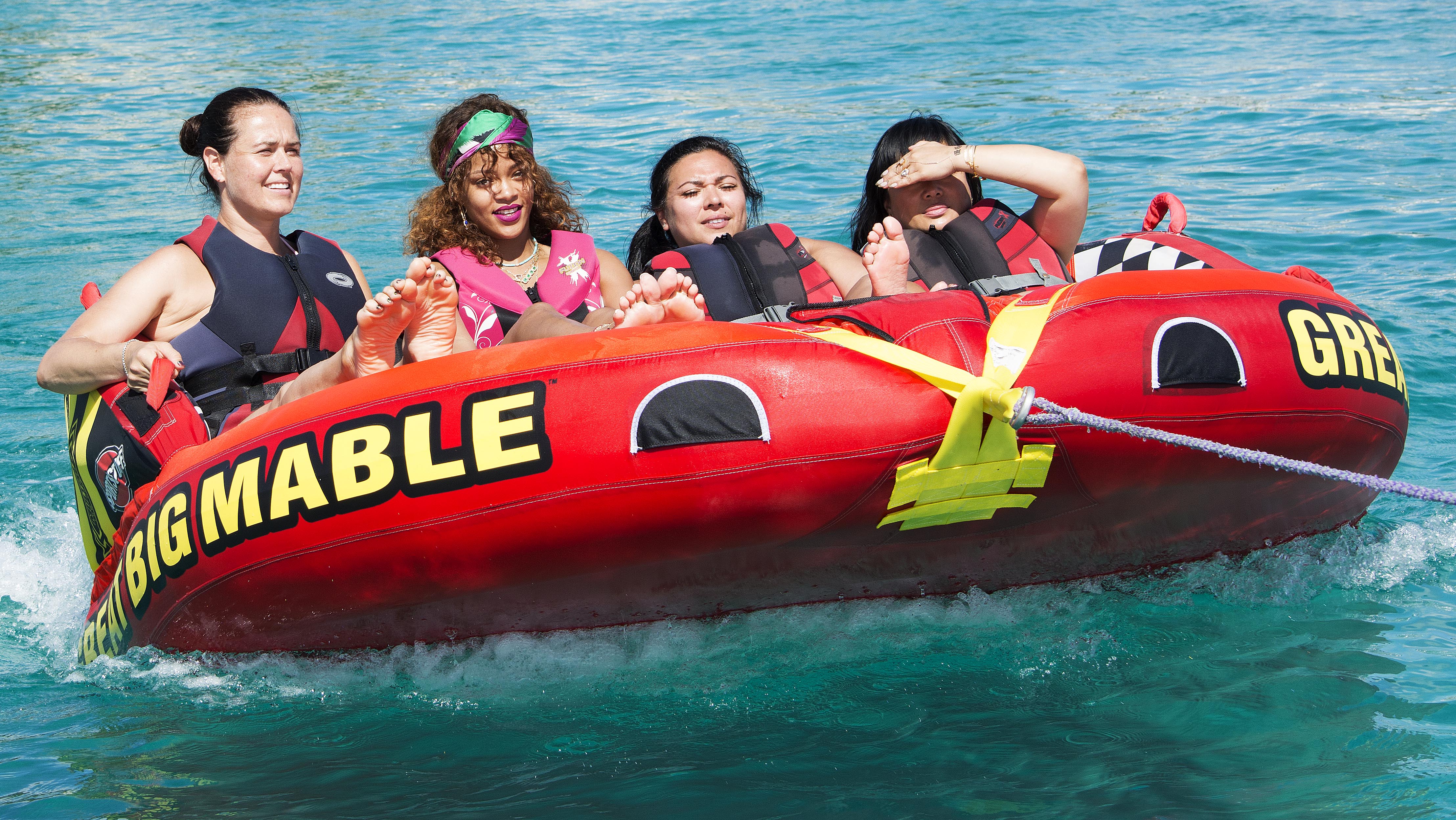 Rihanna and Lewis Hamilton on boat in Barbados together