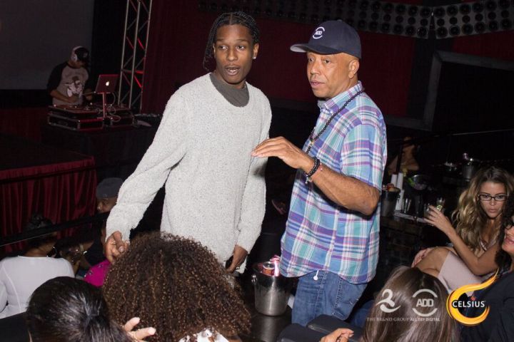 Candid shot of A$AP Rocky and Russell Simmons at All Def Comedy Live.