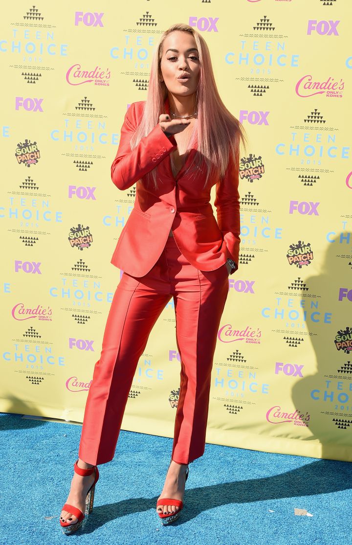Rita Ora was the night’s lady in red.