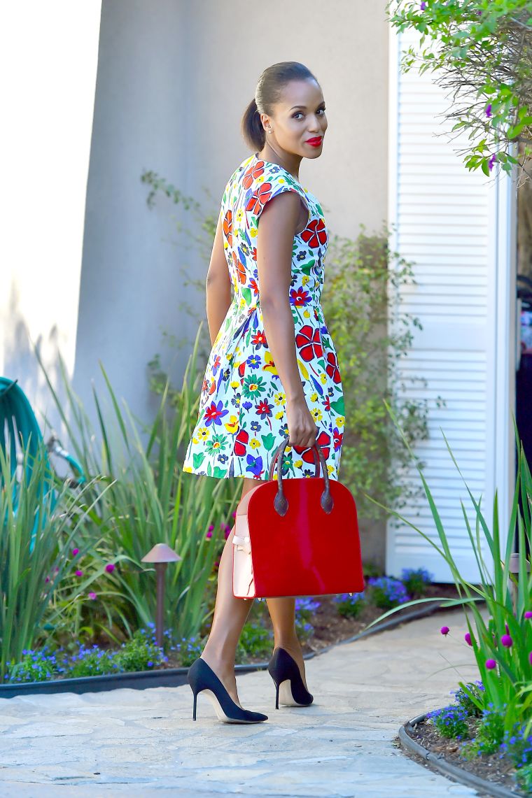Kerry Washington was fabulous in floral in Brentwood, CA.