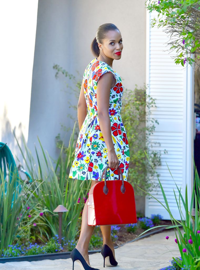 Kerry Washington was fabulous in floral in Brentwood, CA.