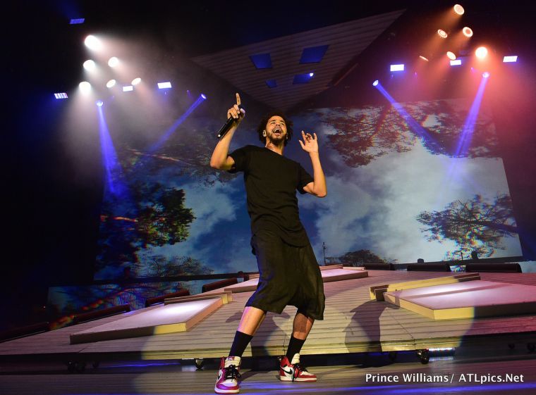 J. Cole took the stage Sunday night at Aarons Amphitheater in Atlanta.