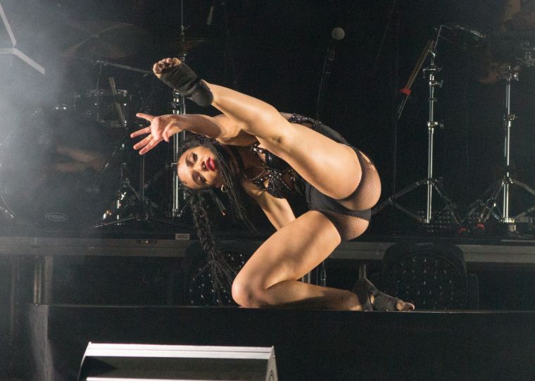 FKA twigs pushed her body to the limit as she performed during Day 2 of FYF Fest 2015 at LA Sports Arena & Exposition Park in Los Angeles, California.