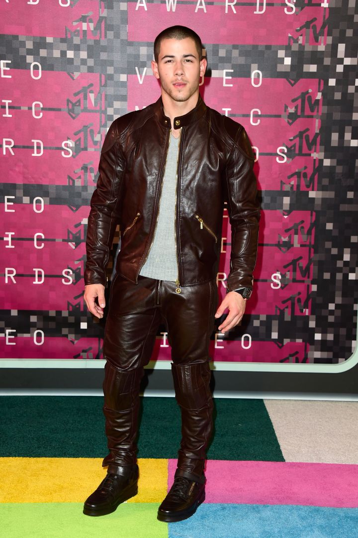 Nick Jonas rocked head-to-toe leather.