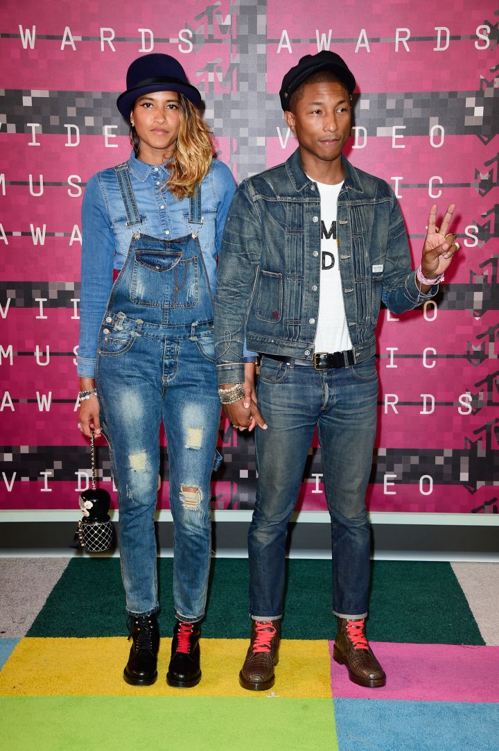 Pharrell and his wife were the red carpet’s denim duo.