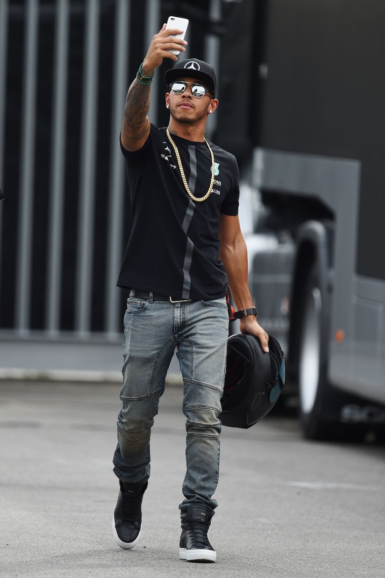 Lewis Hamilton, you got bad service or you taking a selfie?