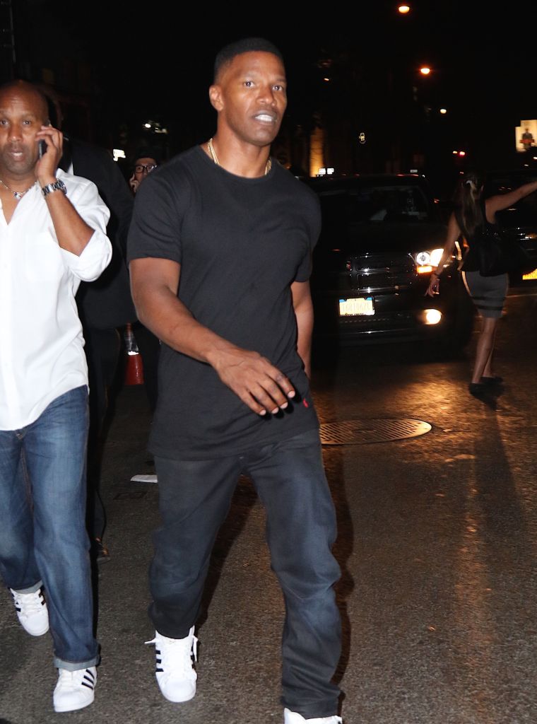 Jamie Foxx headed to Up & Down in NYC to support Travi$ Scott's album release party.