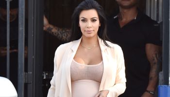 A pregnant Kim Kardashian leaves the studio