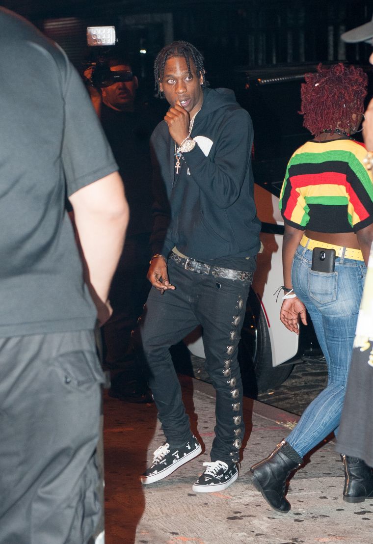 Travis Scott keeps a hoodie in tow