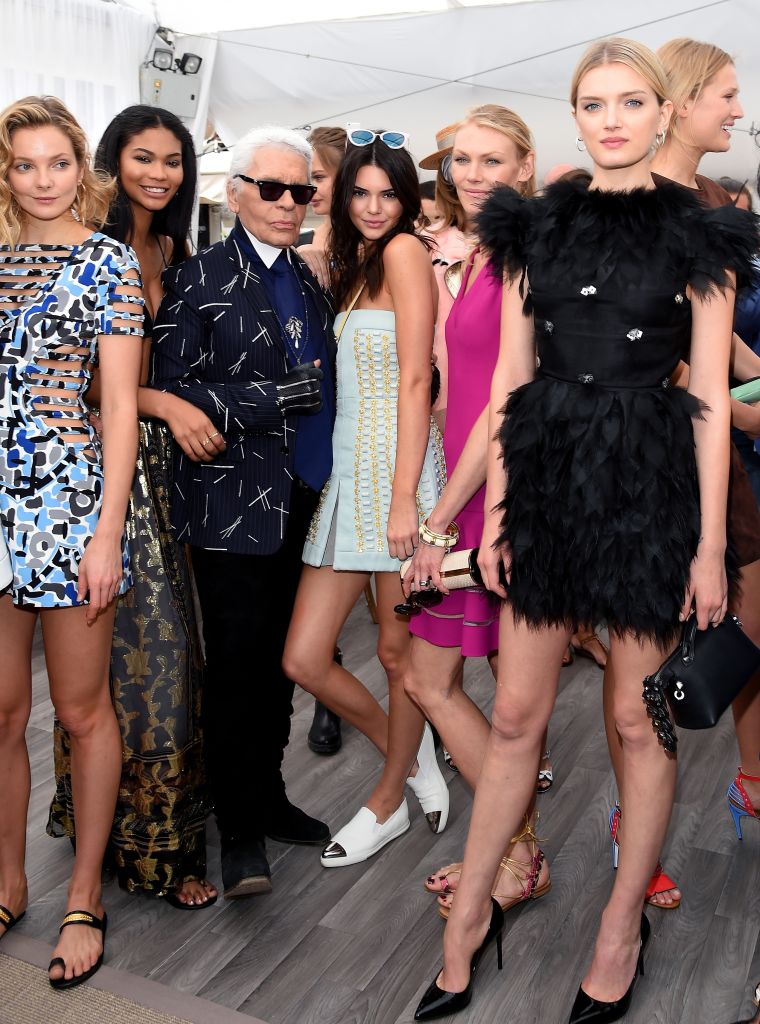 Chanel Iman, Kendall Jenner, and other models posed with the King of the Catwalk.