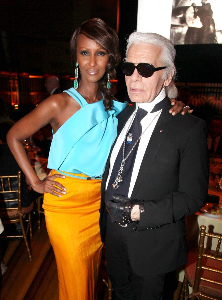 Iman and Karl giving glam, glam, glam.