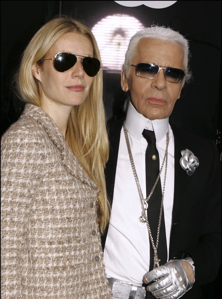 Gwyneth Paltrow rocked dark shades with Karl.