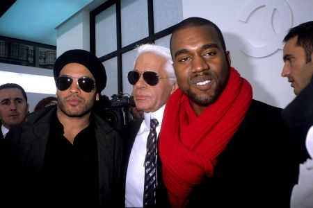 Hello, fellas: Karl, Kanye, and Lenny Kravitz.