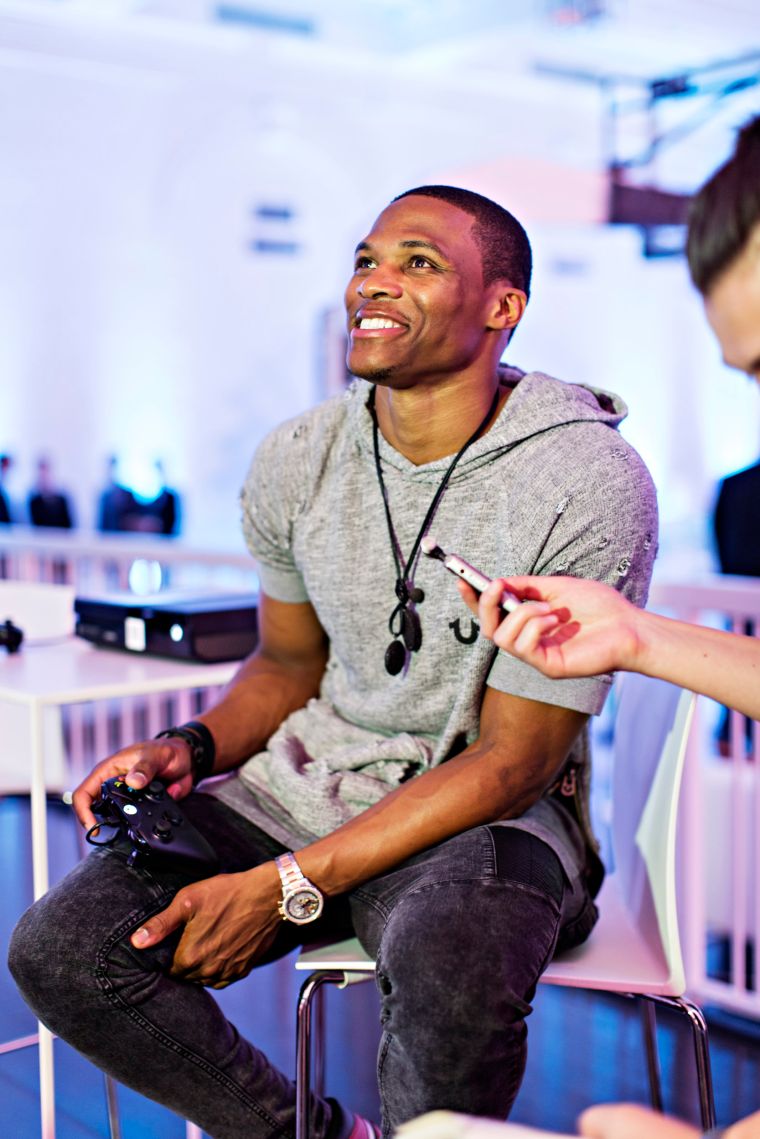 NBA baller Russell Westbrook enjoying a game of NBA LIVE 16.