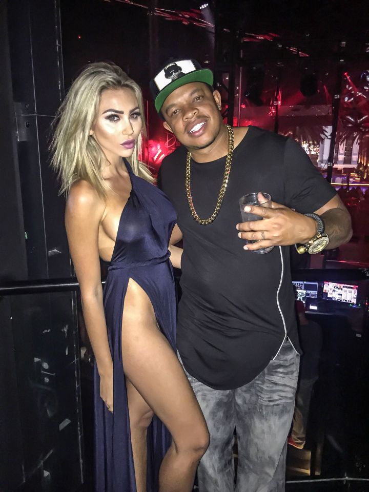 Dr. Dre’s son Curtis poses with Playmate Khloe Terae at Drais in Las Vegas after seeing Nas move the crowd.
