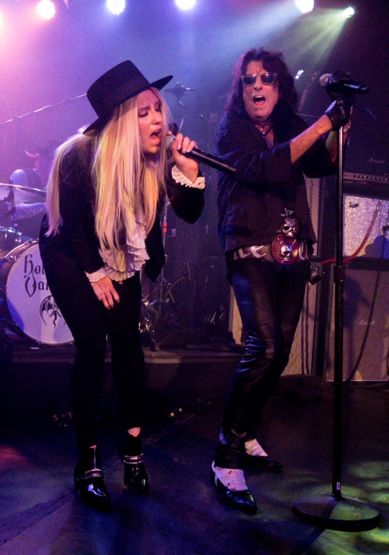 Remember Kesha? Here she is rocking out with Alice Cooper for The Hollywood Vampires show at the Roxy in Hollywood, CA.