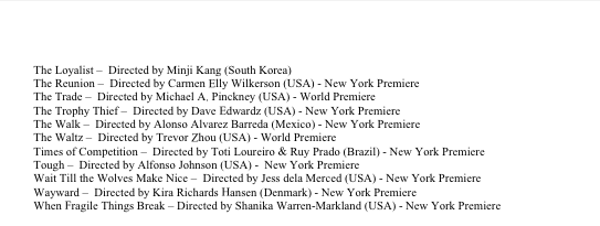 Urban World Film Festival - 2015 Film Slate