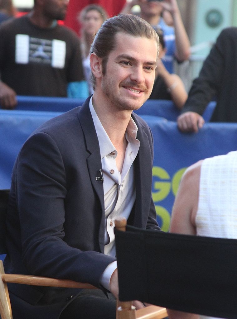 Andrew Garfield visits "Good Morning America" in NYC's Times Square and talked about his new movie "99 Homes."