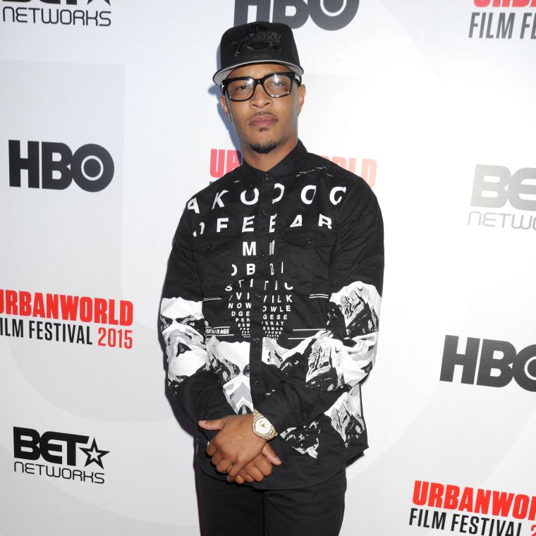 T.I. posted up at the 2015 UrbanWorld Film Festival's Opening Night Spotlight presentation of "Muhammad Ali: The People's Champ."