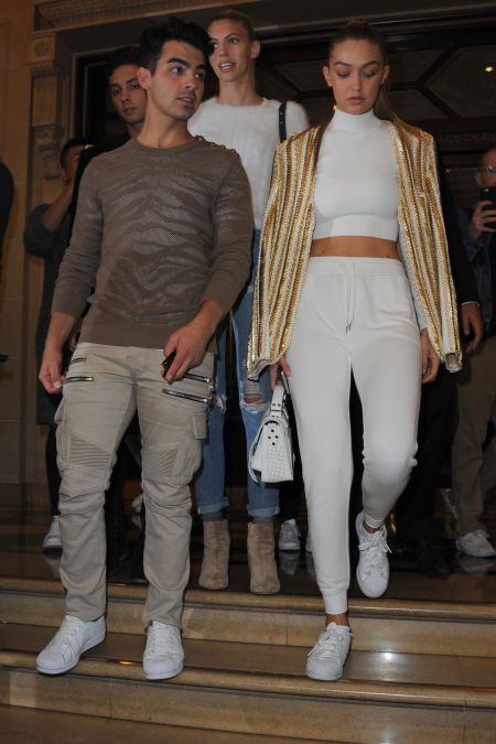 Gigi Hadid and boyfriend Joe Jonas got into the Balmain show, no problem.