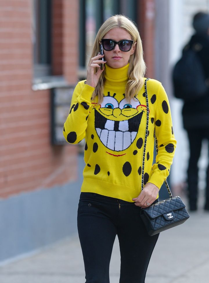Nicky Hilton wore this adorable Spongebob turtleneck.