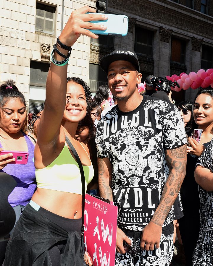 Nick Cannon seen taking pictures with fans at the 2015 SlutWalk.