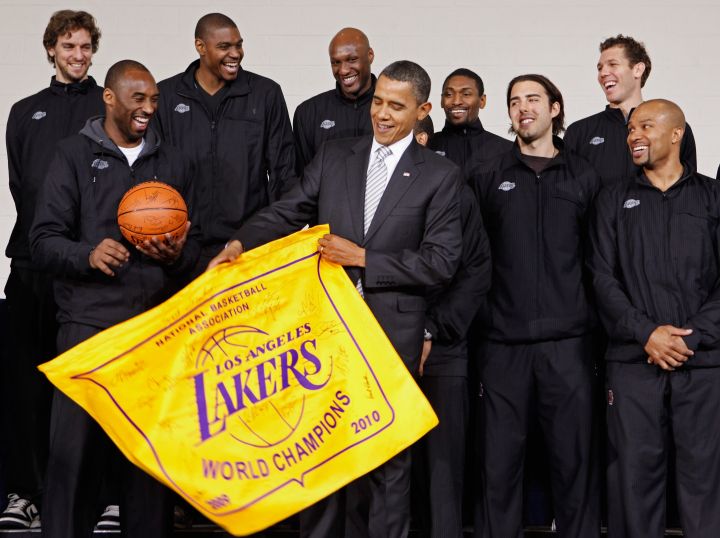 Oh, Just a few lakers with the POTUS
