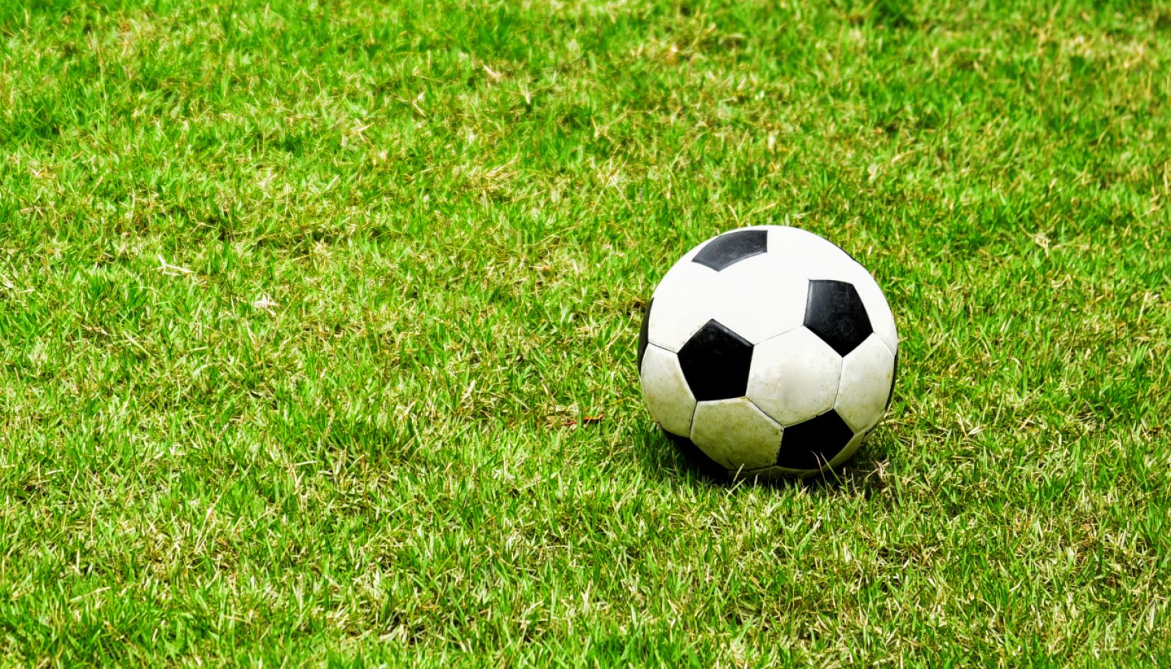 High Angle View Of Soccer Ball On Grassy Field