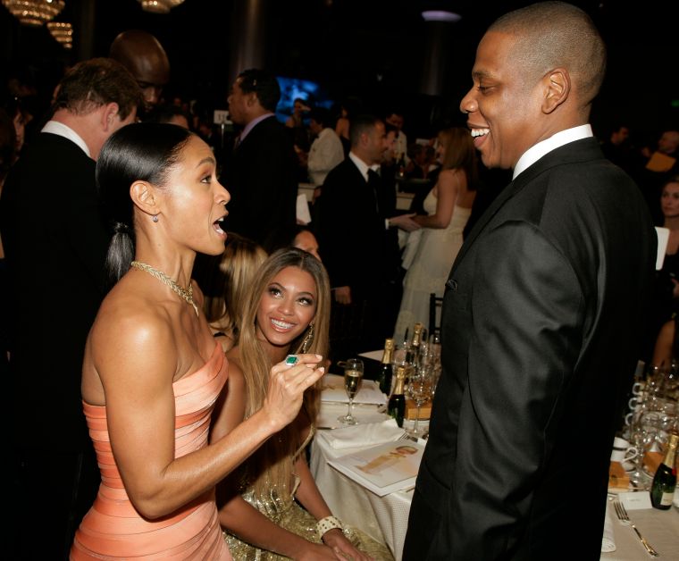 Beyonce watched on and Jay Z and Jada conversed.