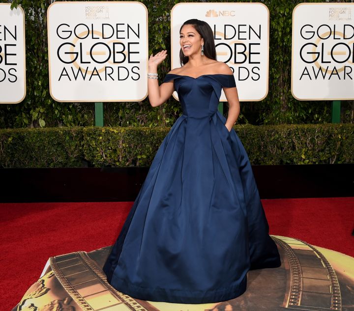 “Jane The Virgin” star Gina Rodriguez was all smiles in a stunning ball gown.