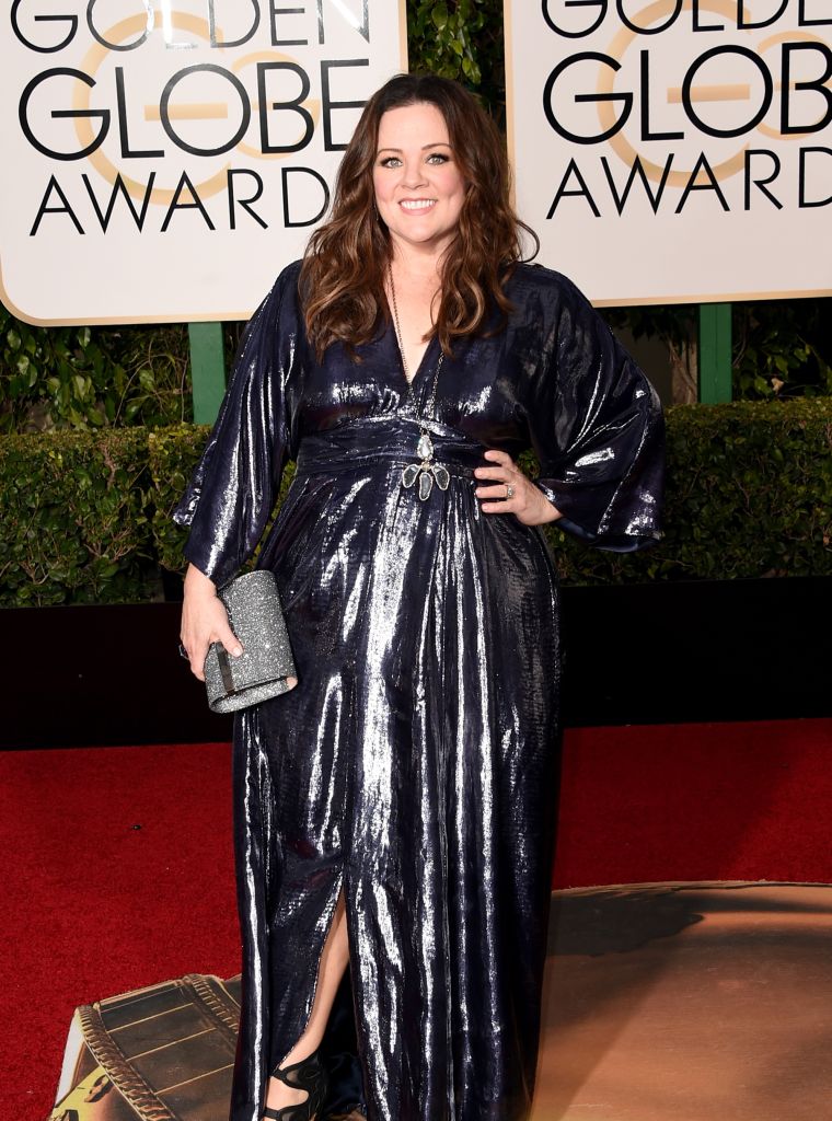 Melissa Mccarthy was a sight to see in a metallic, blue gown.