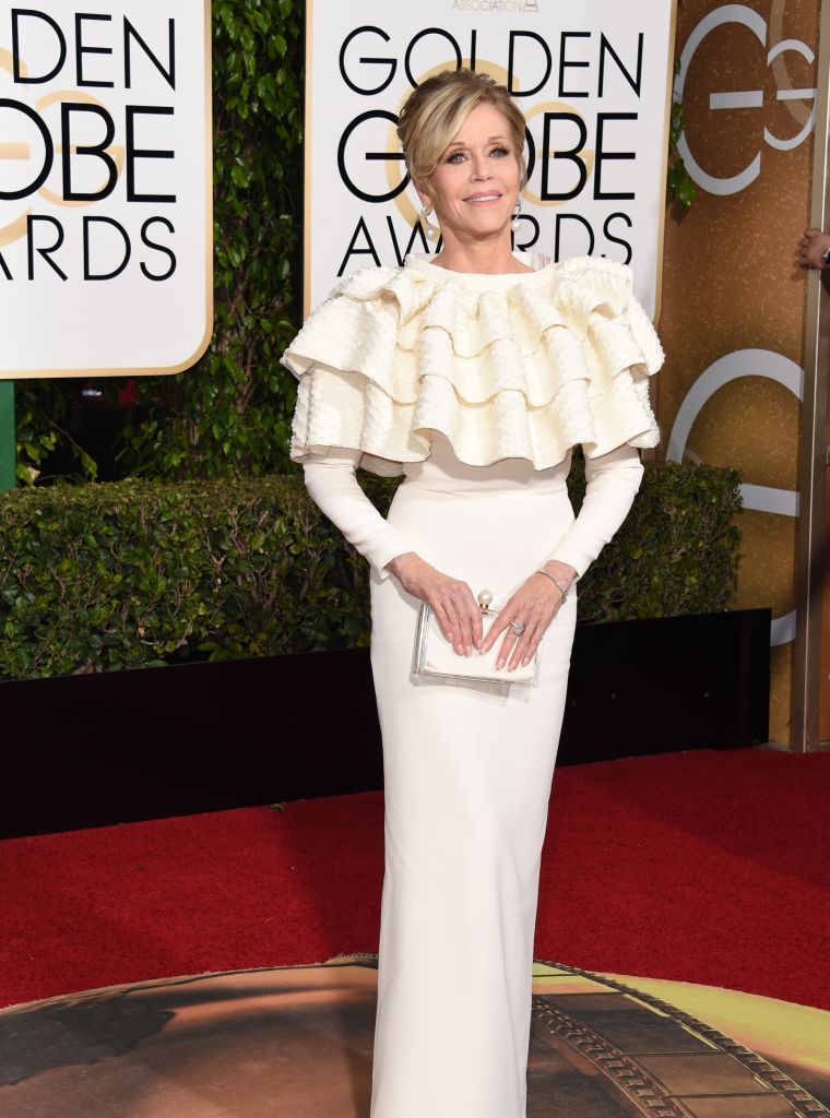 The Goddess, Jane Fonda, stepped out in ruffles.