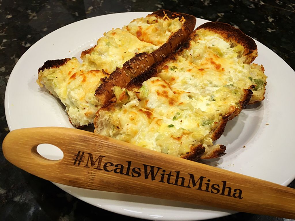 Meals with misha cheesy artichoke bread