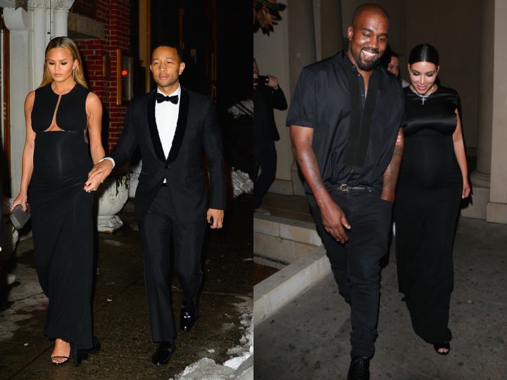 Chrissy’s black gown was very similar to the dress Kim wore to a CFDA event back in October.