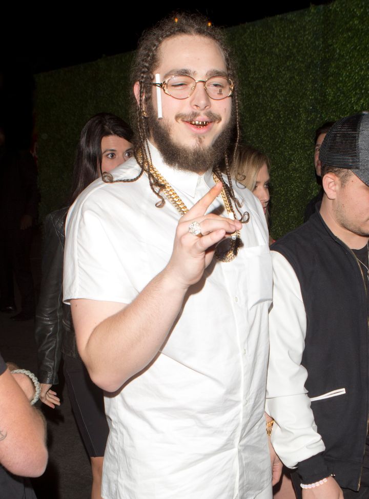 Post Malone looks like he’s on one at a Grammy after-party.