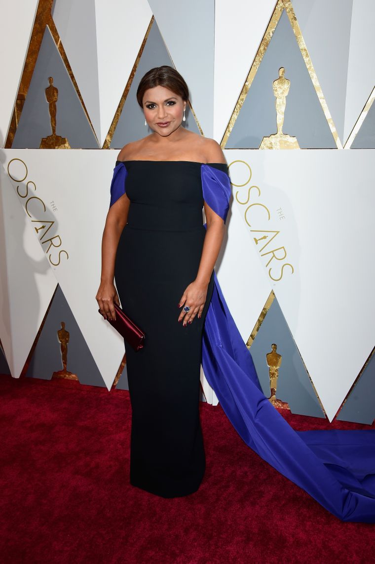 Mindy Kalingin an elegant look by Elizabeth Kennedy.